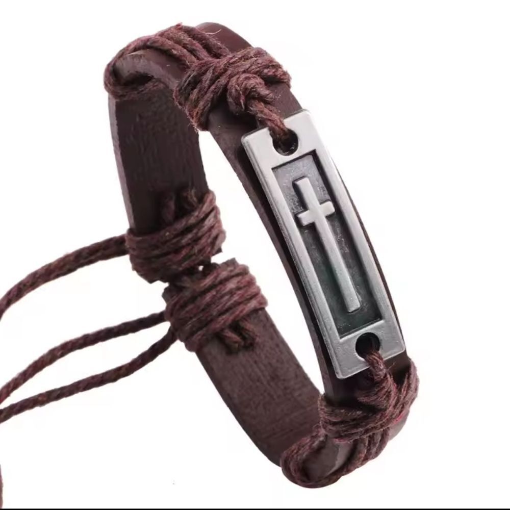 Men's bracelet leather cross new e82